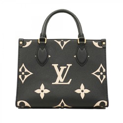 Louis Vuitton Tote Bag Monogram Empreinte Bicolor On the Go PM M45659 Black Beige Women's