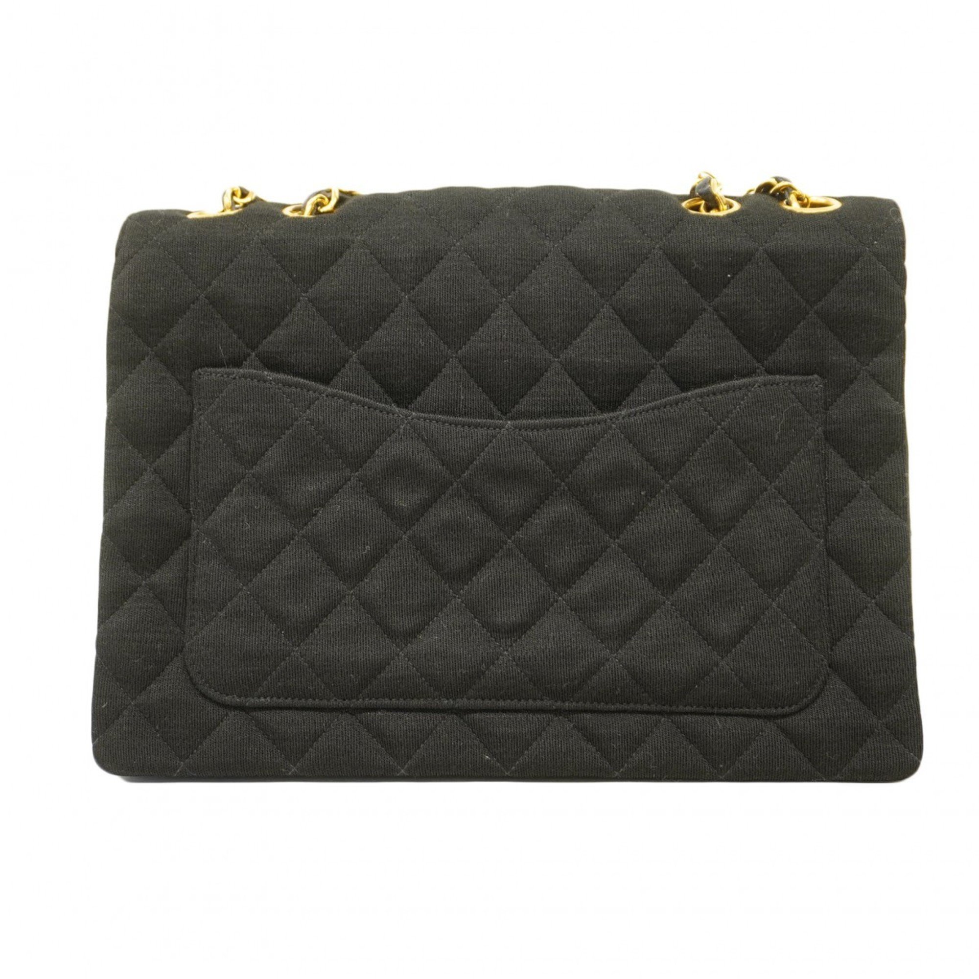 Chanel Shoulder Bag Matelasse Leather Cotton Black Women's