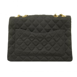 Chanel Shoulder Bag Matelasse Leather Cotton Black Women's