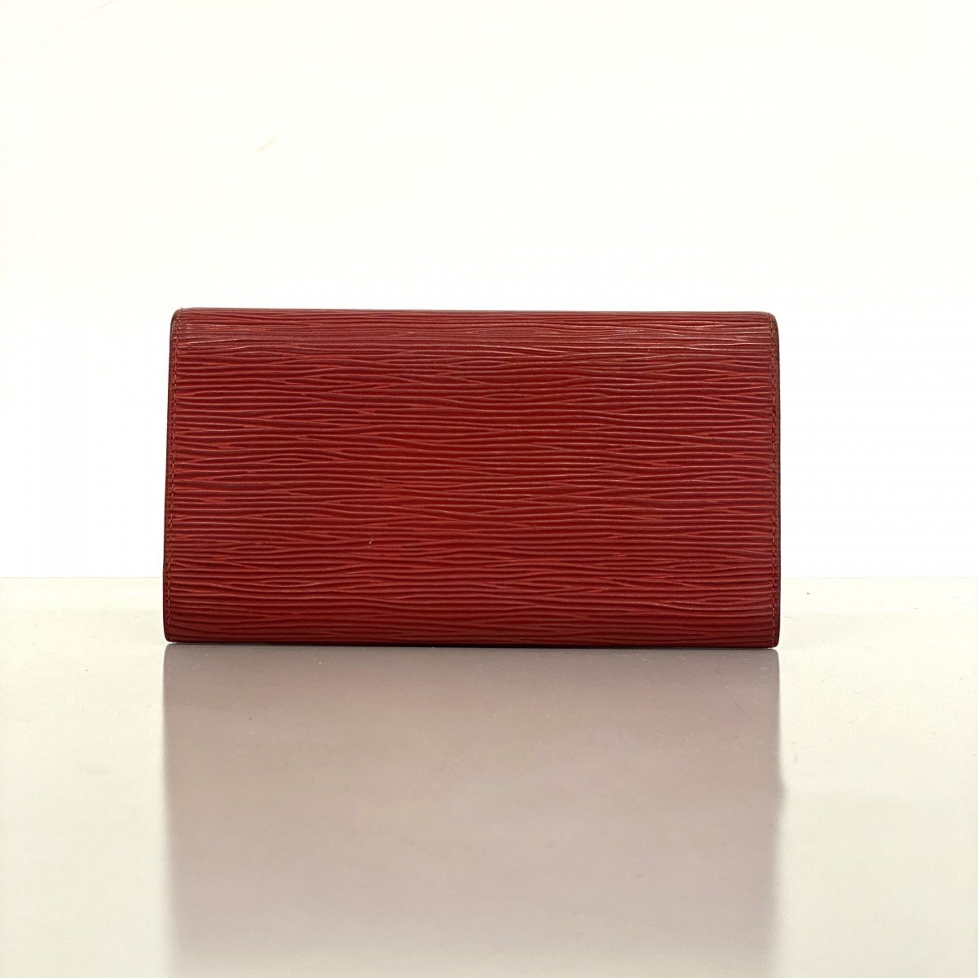 Louis Vuitton Tri-fold Long Wallet Epi Portefeuille International M63387 Castilian Red Women's