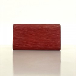 Louis Vuitton Tri-fold Long Wallet Epi Portefeuille International M63387 Castilian Red Women's