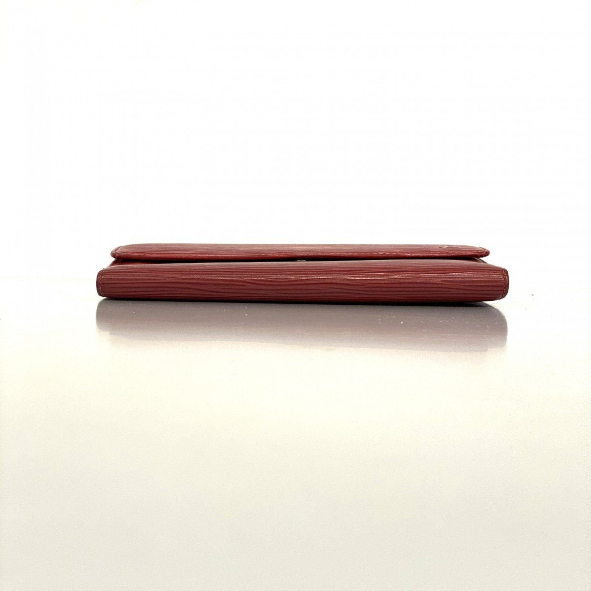 Louis Vuitton Tri-fold Long Wallet Epi Portefeuille International M63387 Castilian Red Women's