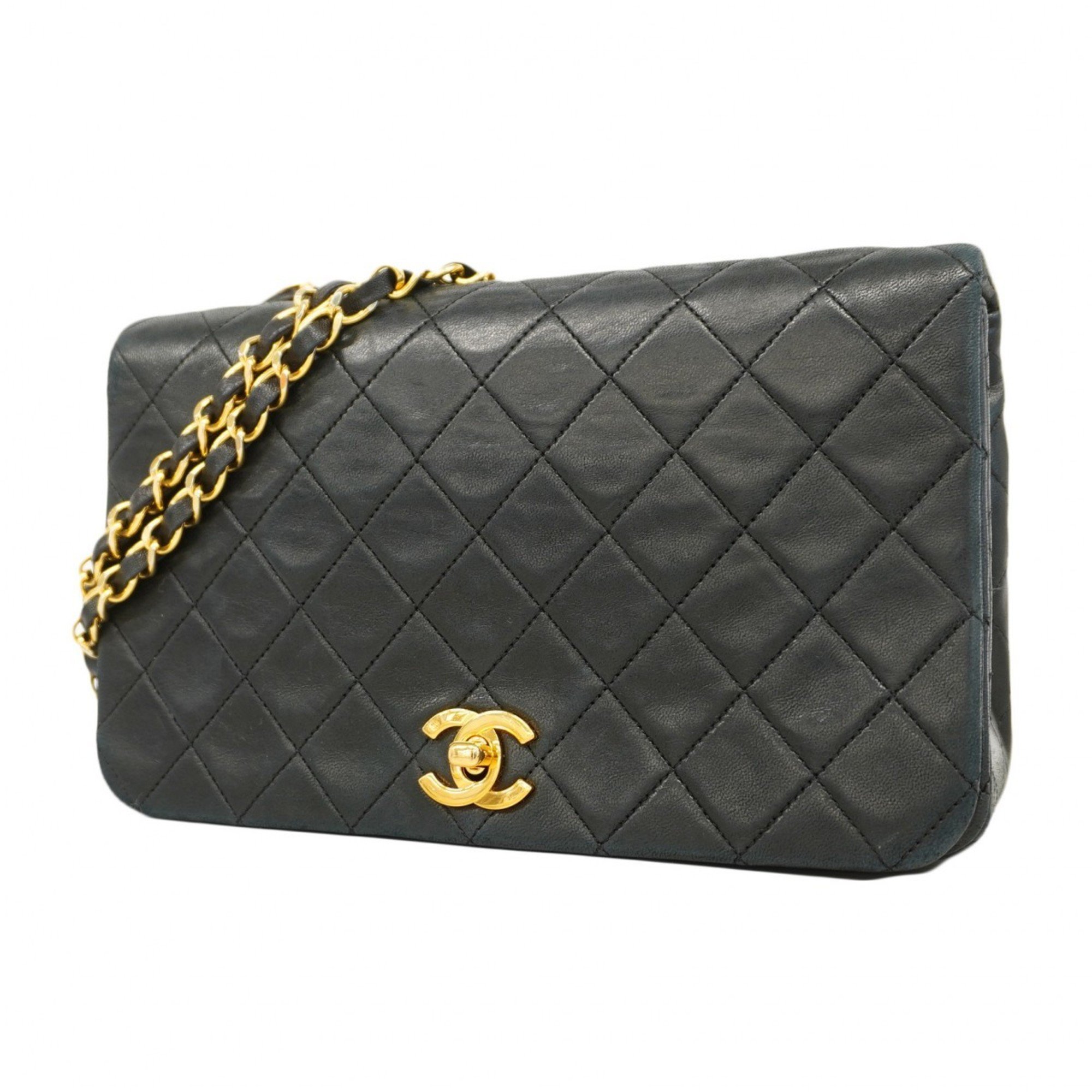 Chanel Shoulder Bag Matelasse Lambskin Black Women's