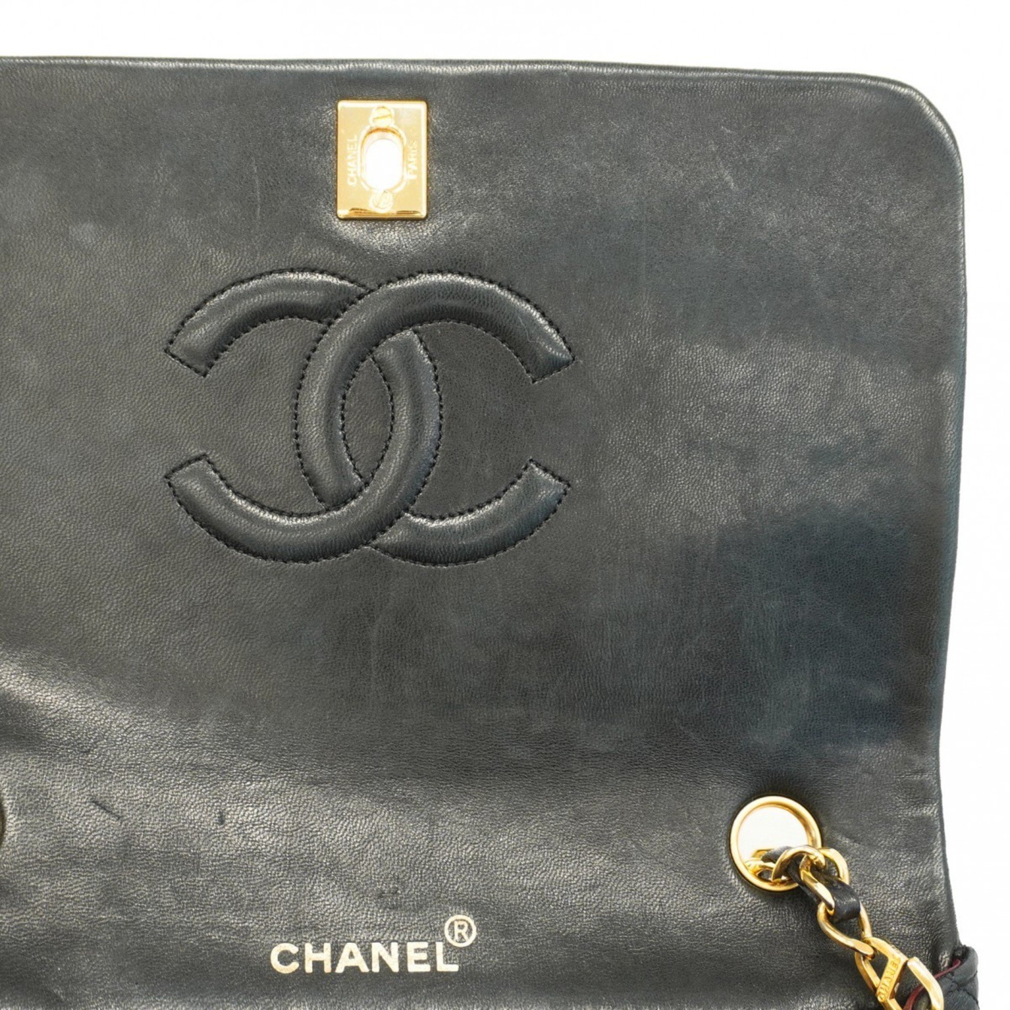 Chanel Shoulder Bag Matelasse Lambskin Black Women's