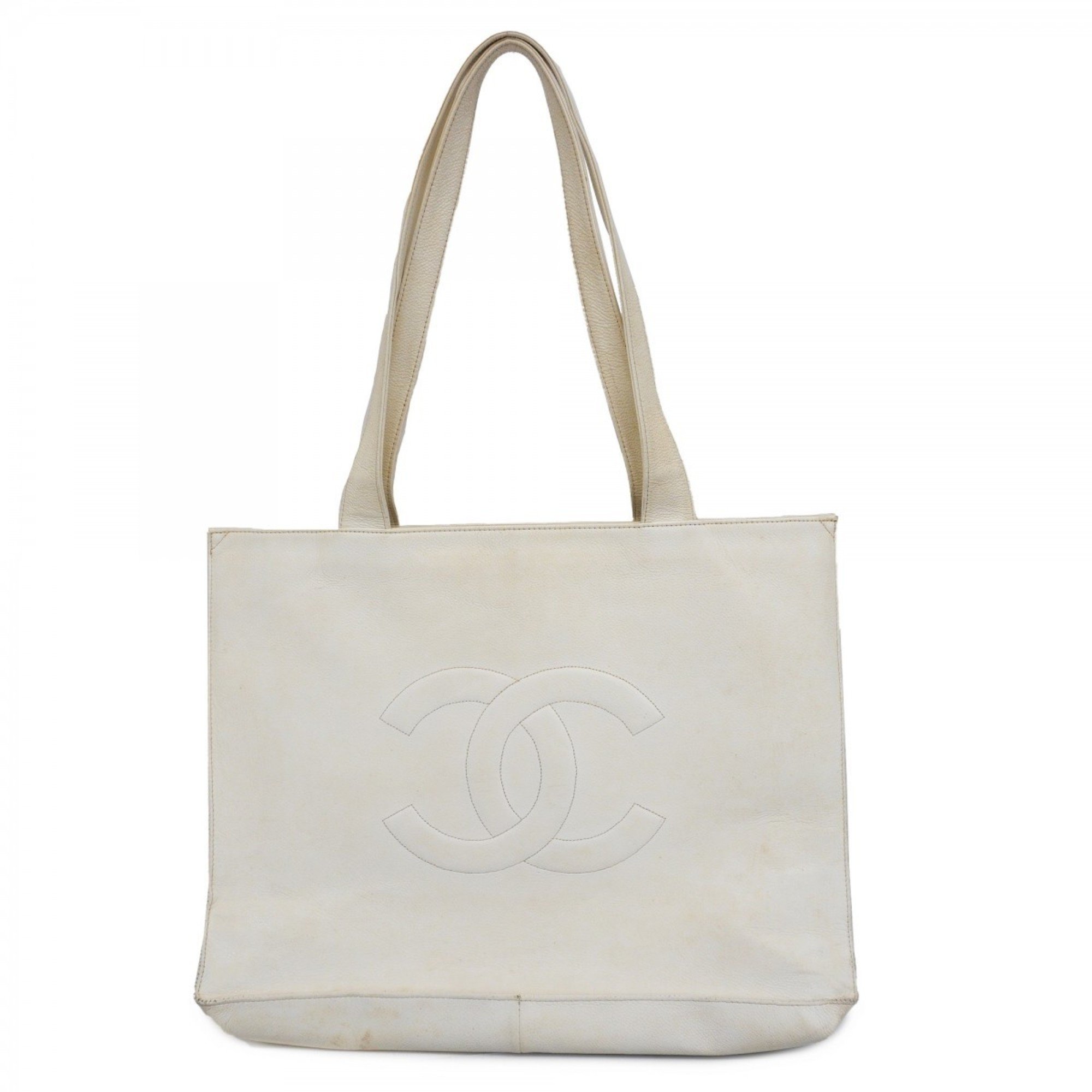 chanel tote bag caviar skin white ladies