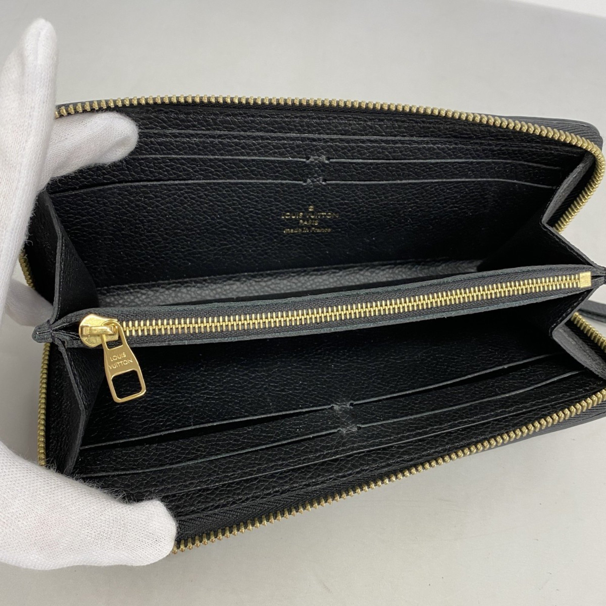 Louis Vuitton Long Wallet Monogram Empreinte Portefeuille Clemence M60171 Noir Ladies