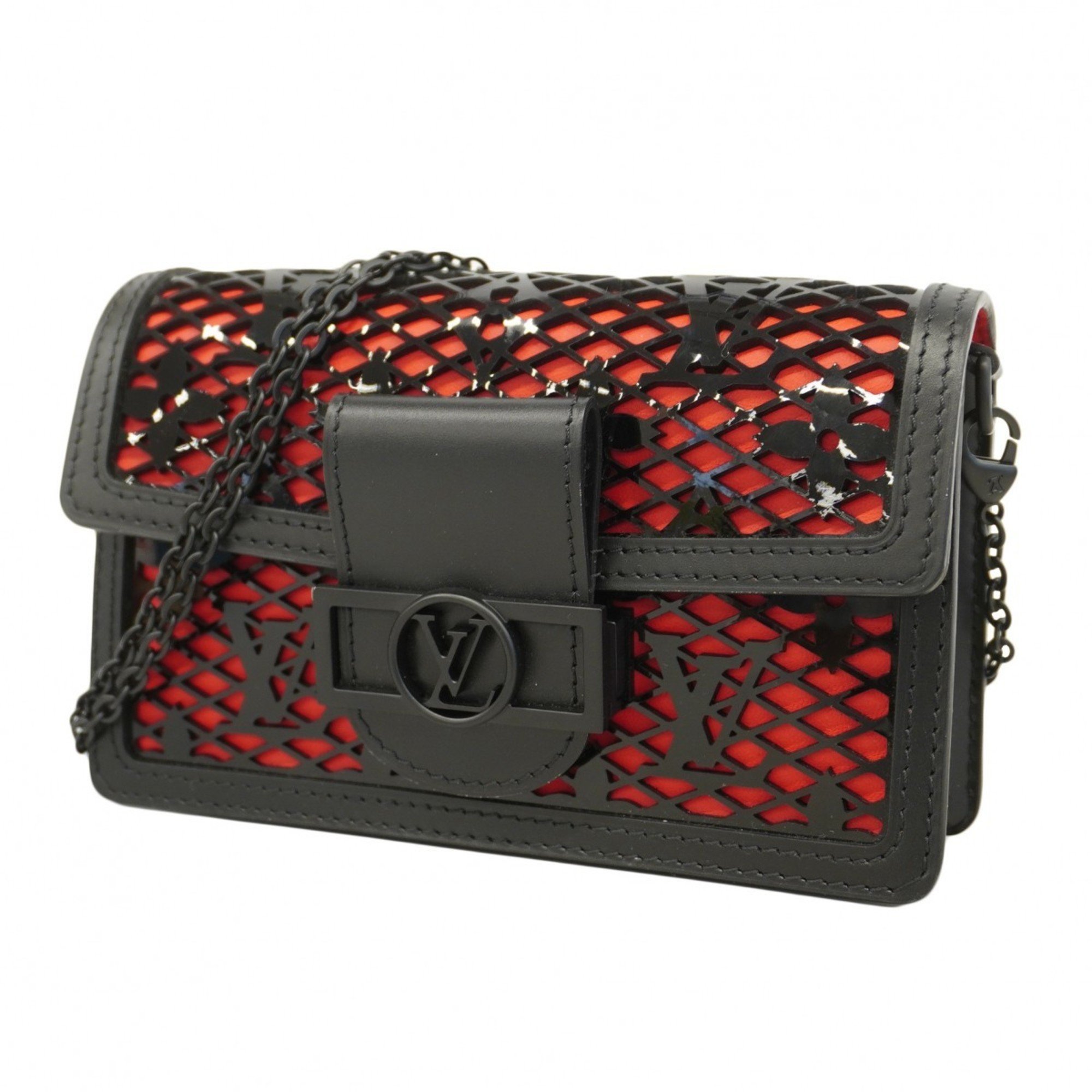 Louis Vuitton Shoulder Bag Monogram Lace Portefeuille Dauphine M81376 Red Noir Ladies