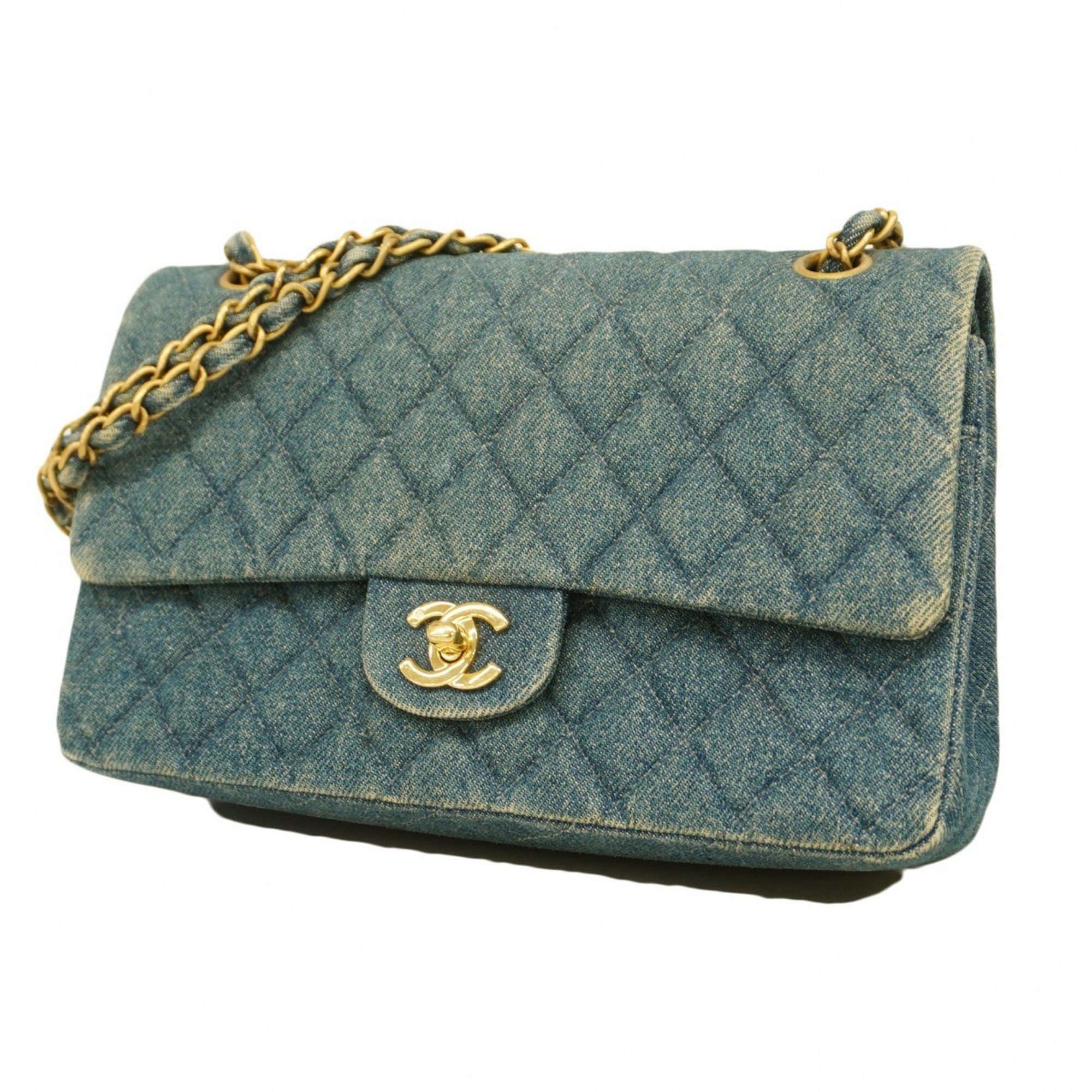 Chanel Shoulder Bag Matelasse Denim Blue Women's