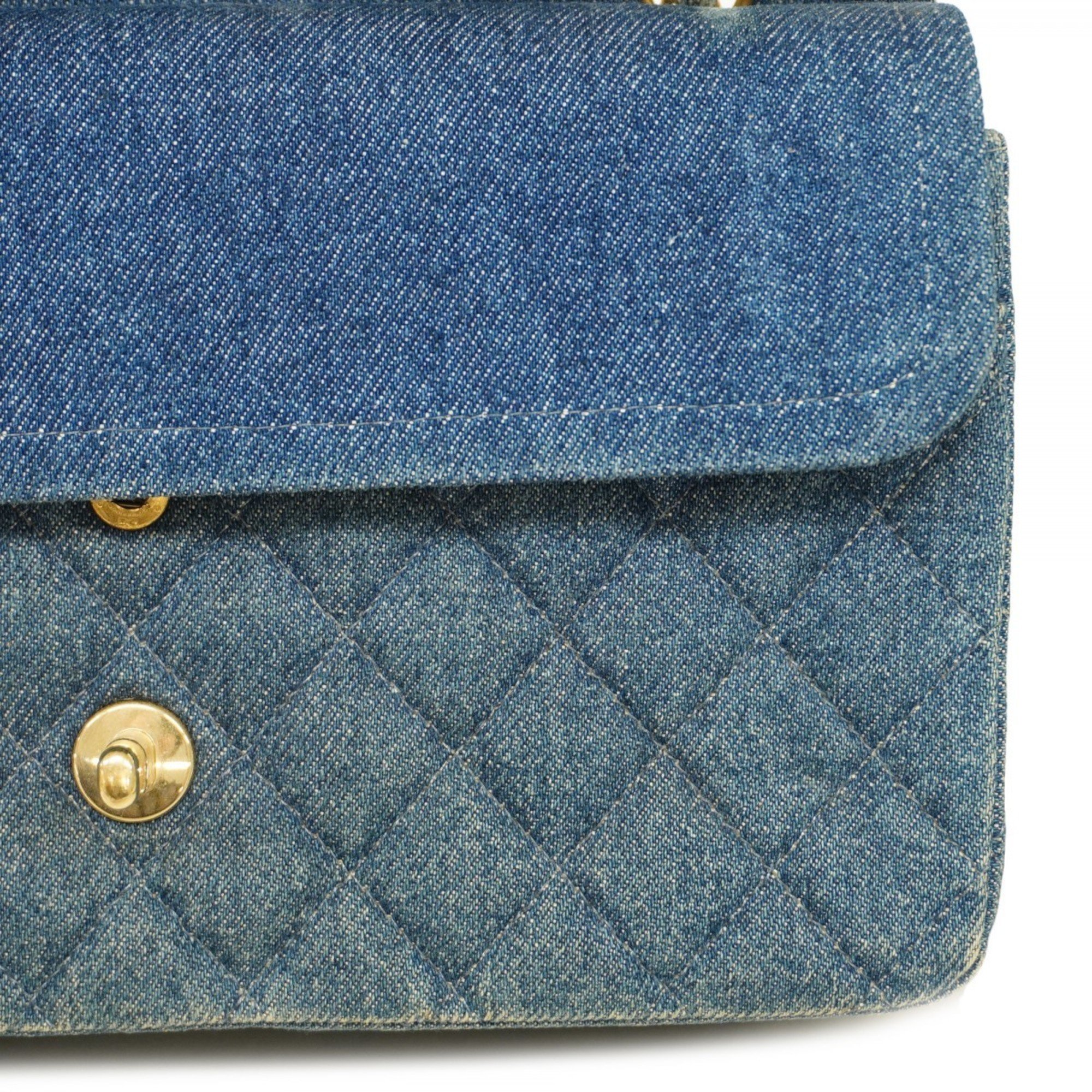 Chanel Shoulder Bag Matelasse Denim Blue Women's