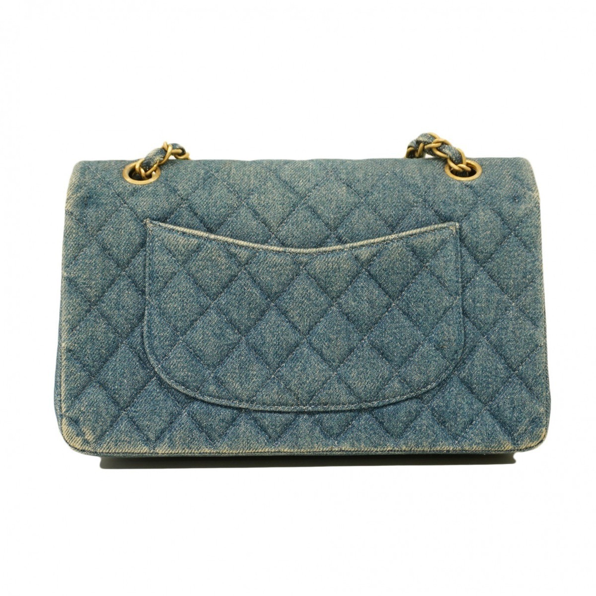 Chanel Shoulder Bag Matelasse Denim Blue Women's