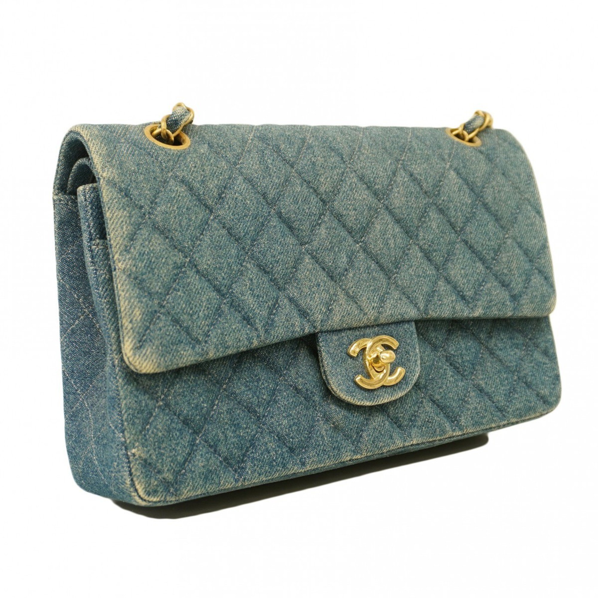 Chanel Shoulder Bag Matelasse Denim Blue Women's