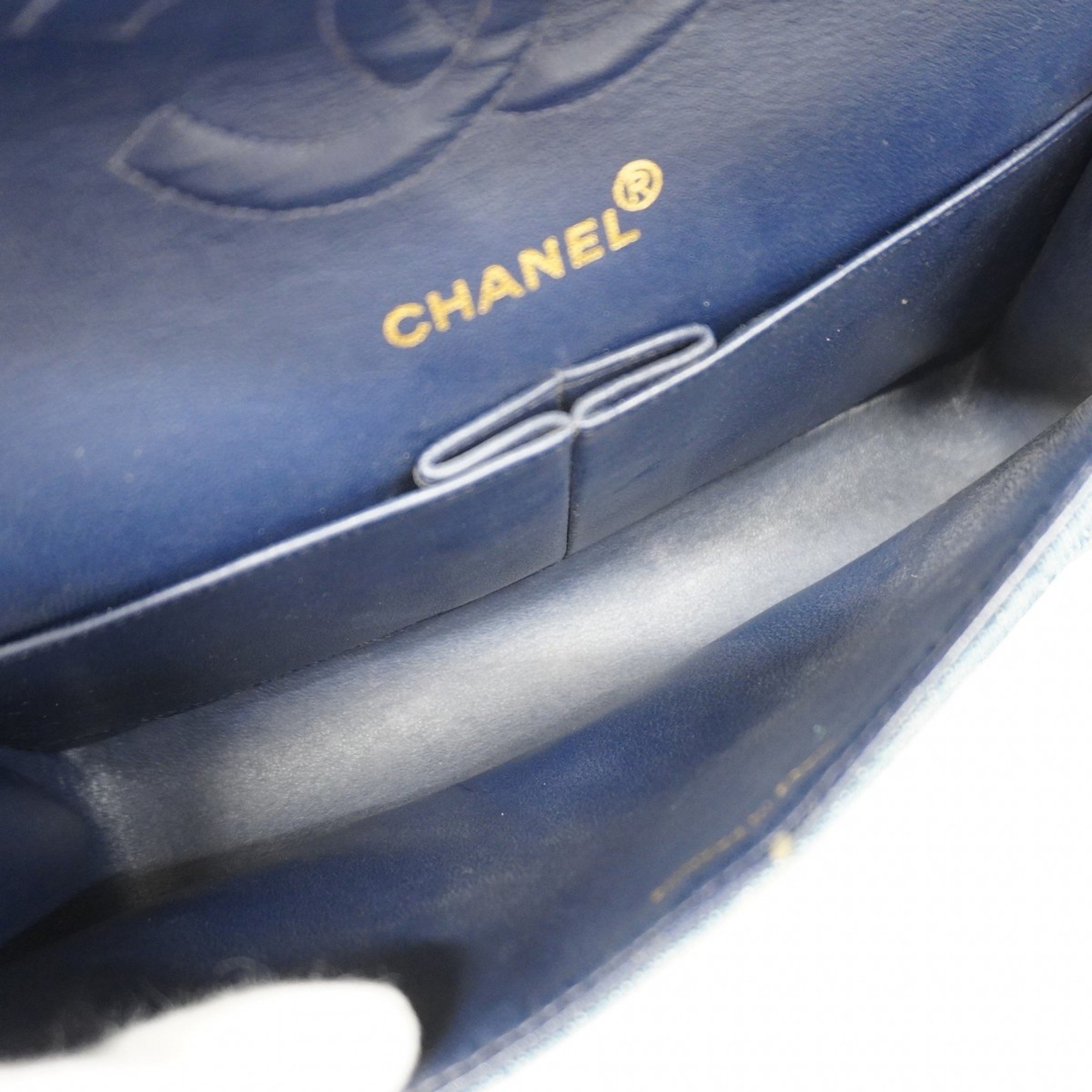 Chanel Shoulder Bag Matelasse Denim Blue Women's