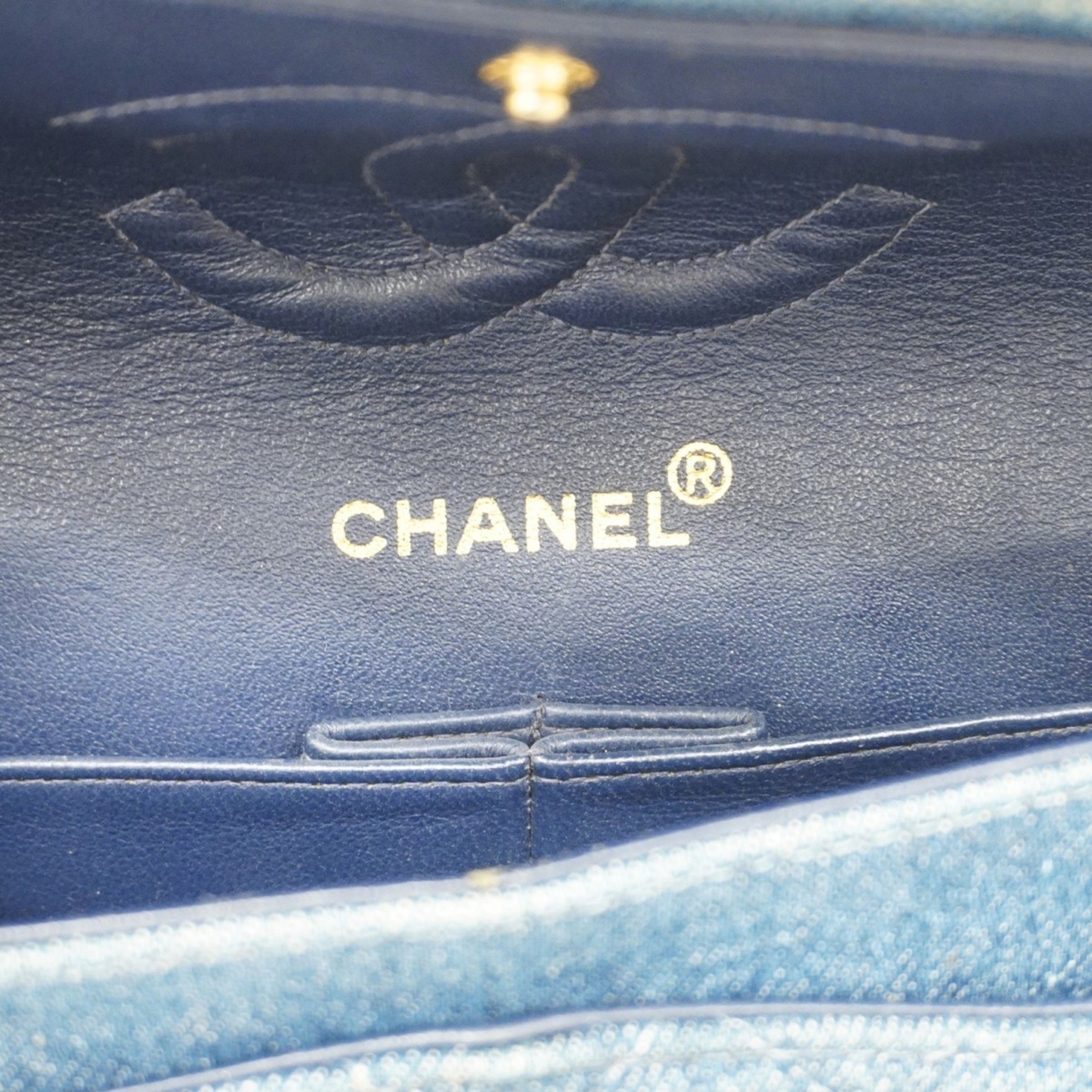 Chanel Shoulder Bag Matelasse Denim Blue Women's