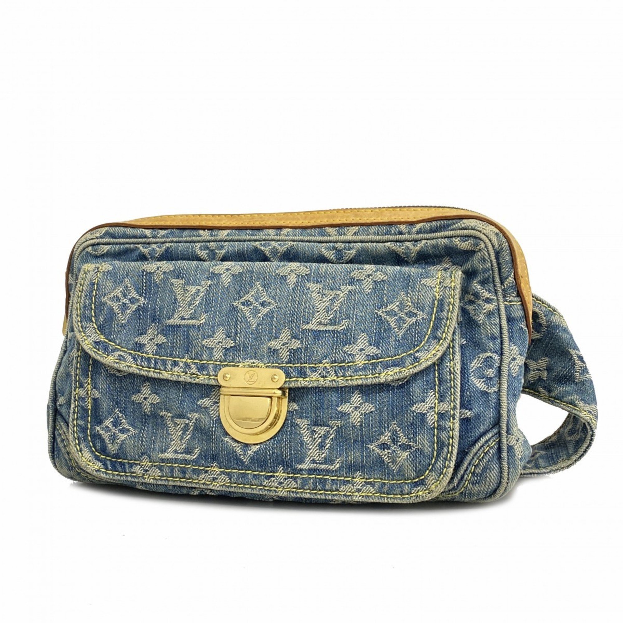 Louis Vuitton Waist Bag Monogram Denim Bum M95347 Blue Women's