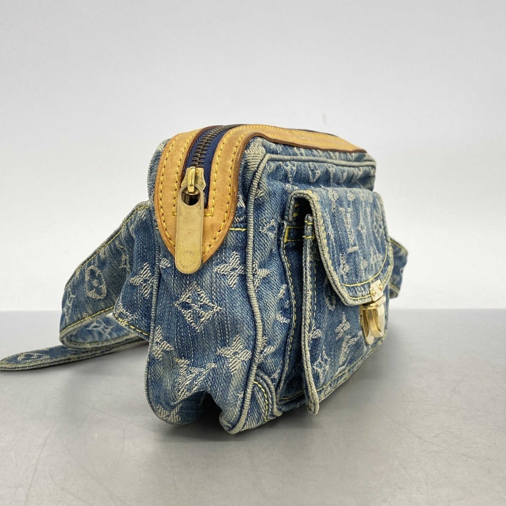 Louis Vuitton Waist Bag Monogram Denim Bum M95347 Blue Women's