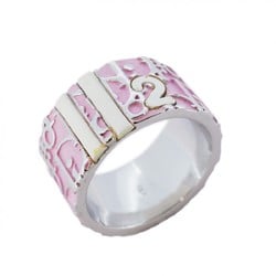 Christian Dior Ring Trotter Metal Silver White Pink Size 12 Women's