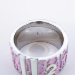 Christian Dior Ring Trotter Metal Silver White Pink Size 12 Women's