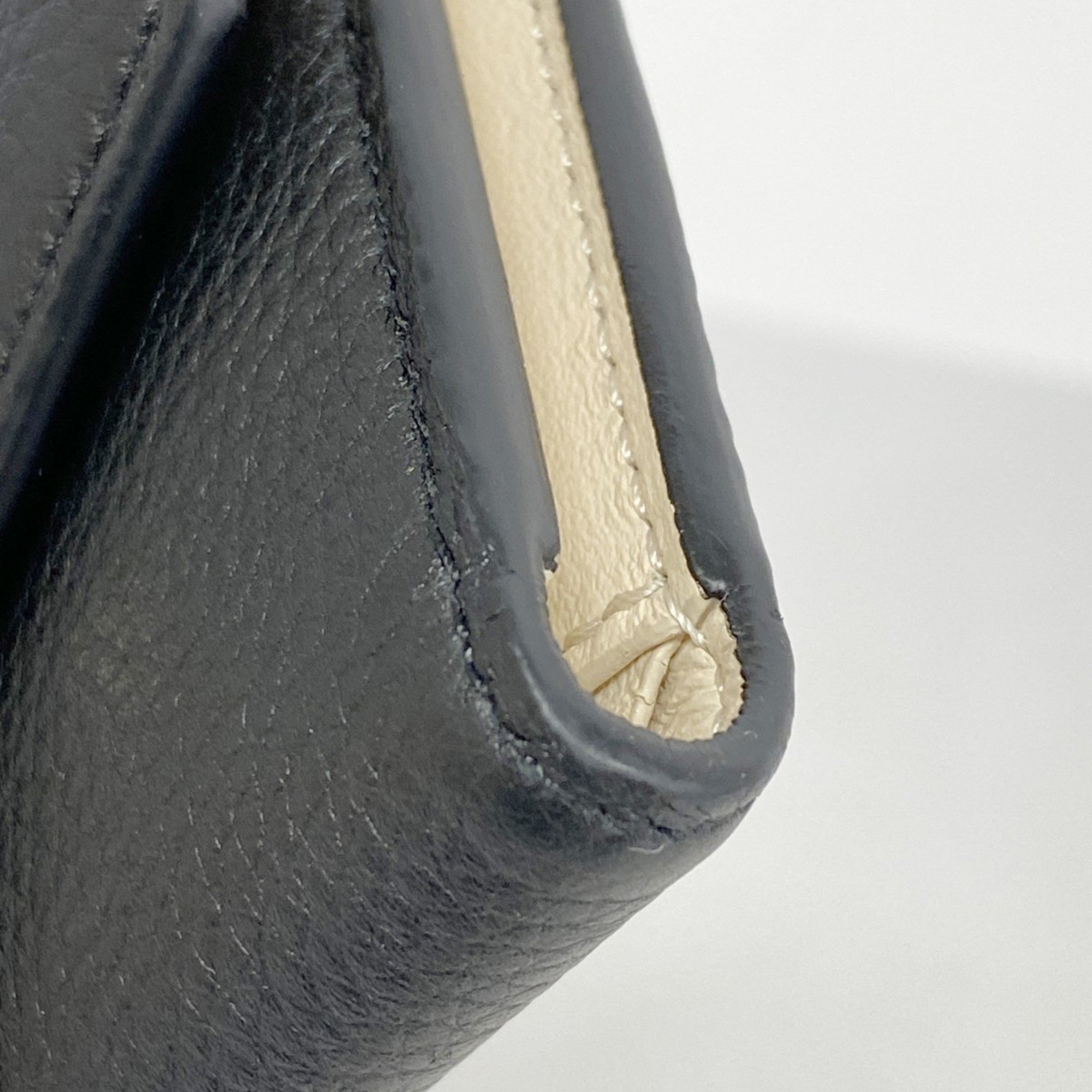 Louis Vuitton Tri-fold Wallet Grain Calfskin Portefeuille LV Pont Neuf Compact M80300 Noir Ladies