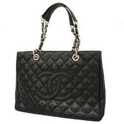 Chanel Tote Bag Matelasse Caviar Skin Black Women's