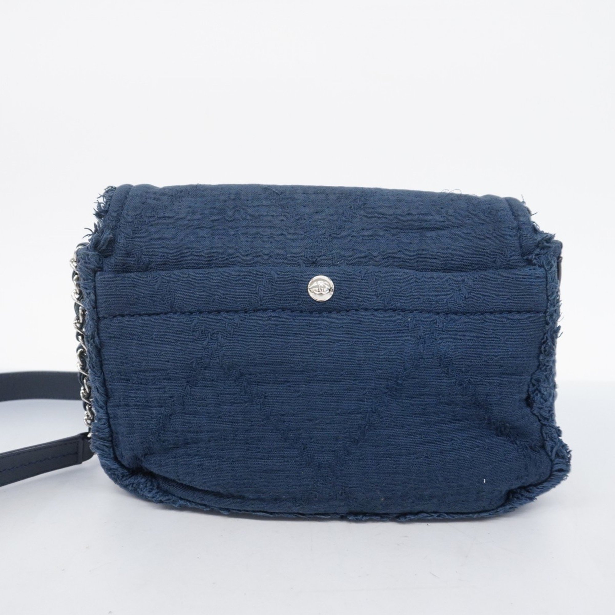 Chanel Shoulder Bag Canvas Navy Women's