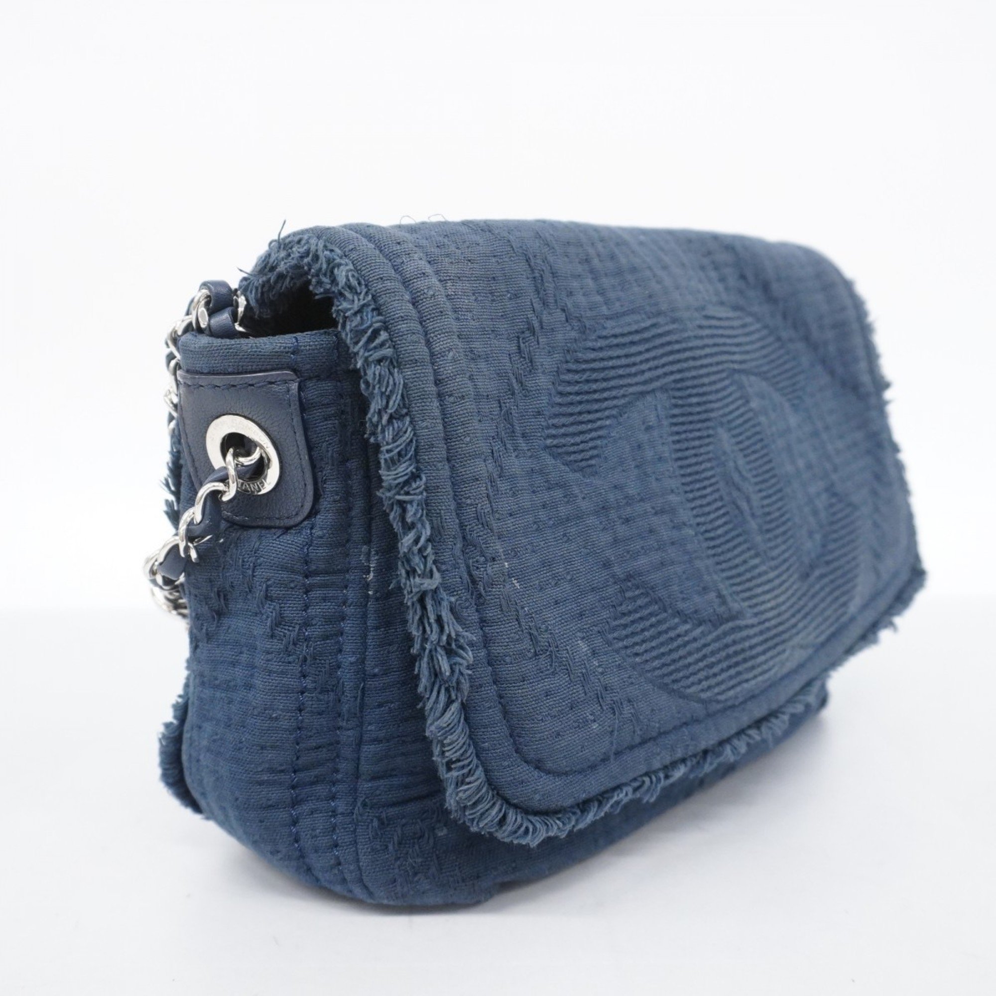 Chanel Shoulder Bag Canvas Navy Women's