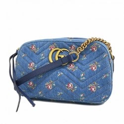 Gucci Shoulder Bag GG Marmont 447632 Denim Blue Women's