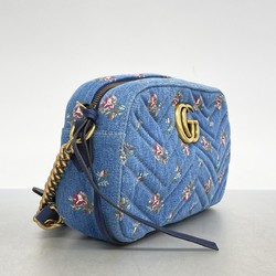 Gucci Shoulder Bag GG Marmont 447632 Denim Blue Women's