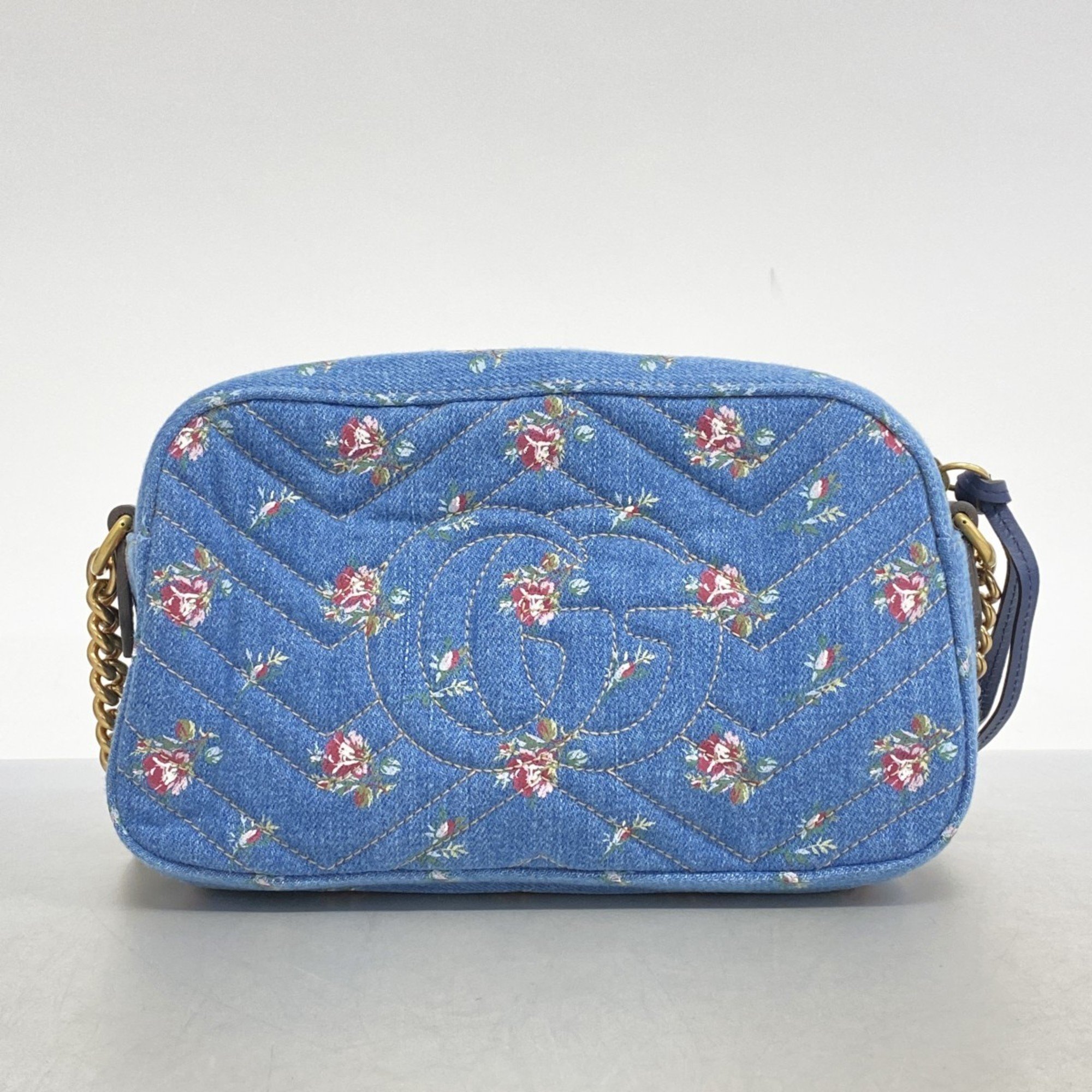 Gucci Shoulder Bag GG Marmont 447632 Denim Blue Women's