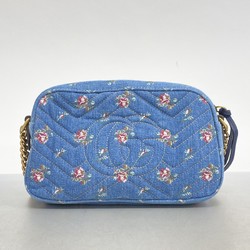 Gucci Shoulder Bag GG Marmont 447632 Denim Blue Women's