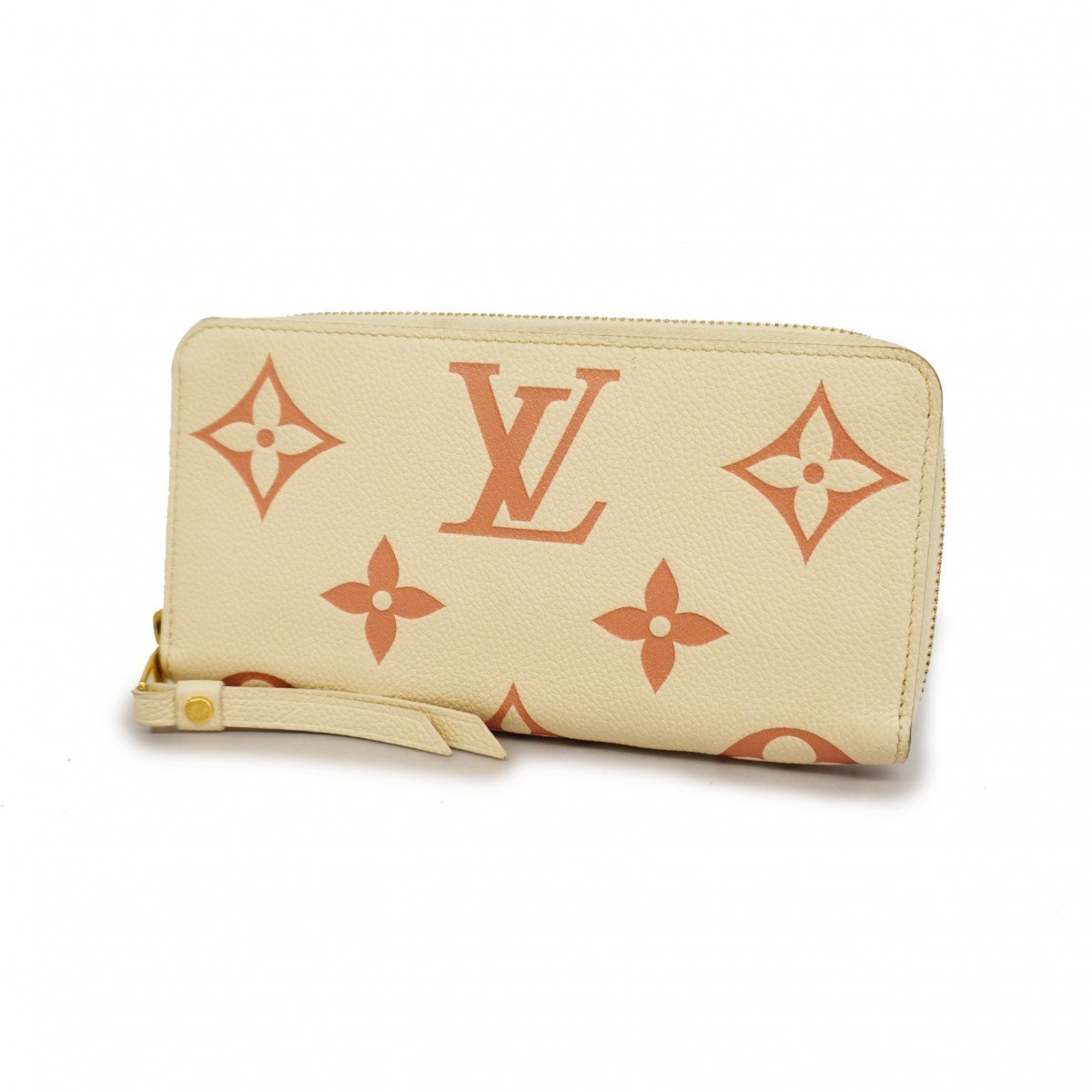 Louis Vuitton Long Wallet Monogram Empreinte Zippy M81914 Cream Rose Trianon Women's