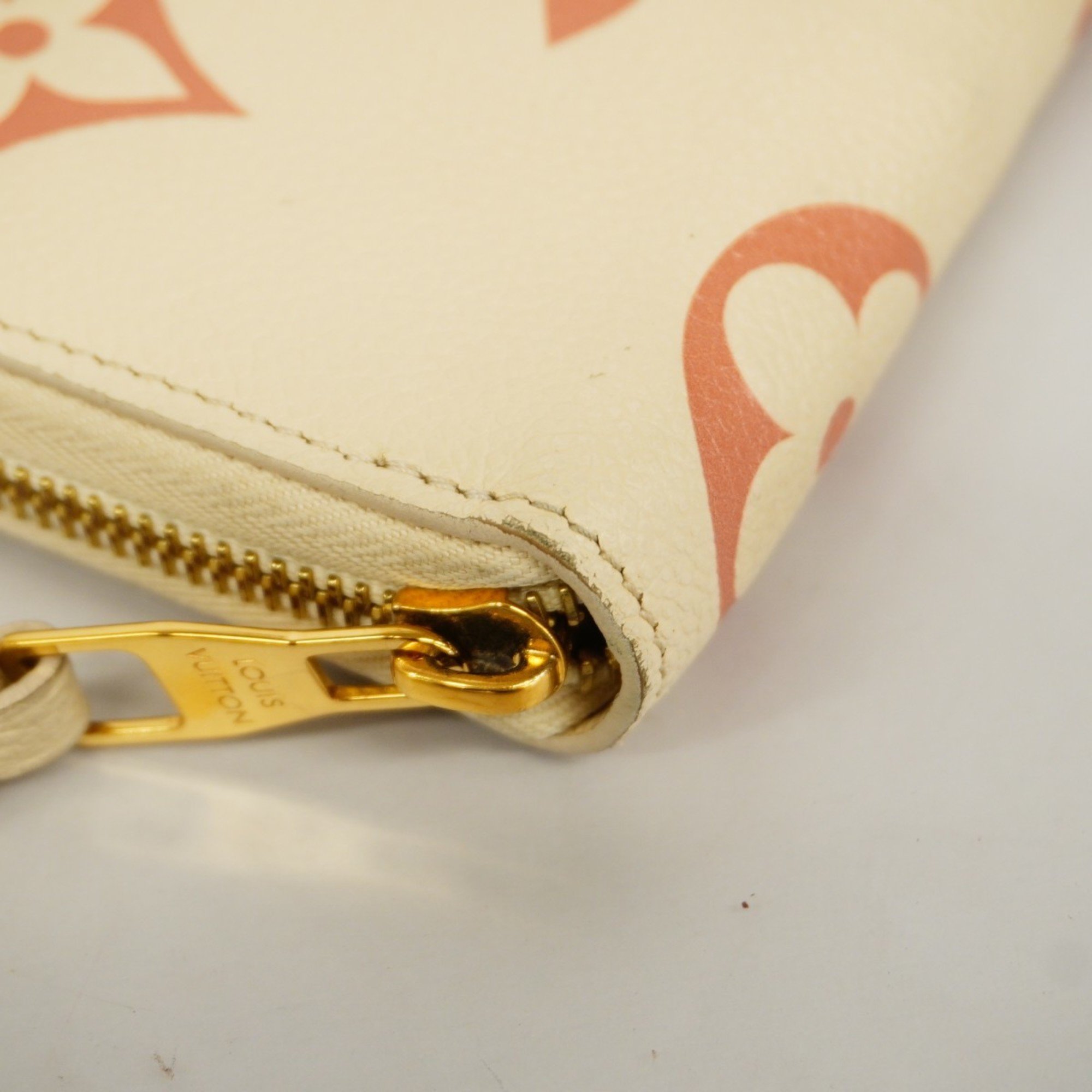 Louis Vuitton Long Wallet Monogram Empreinte Zippy M81914 Cream Rose Trianon Women's