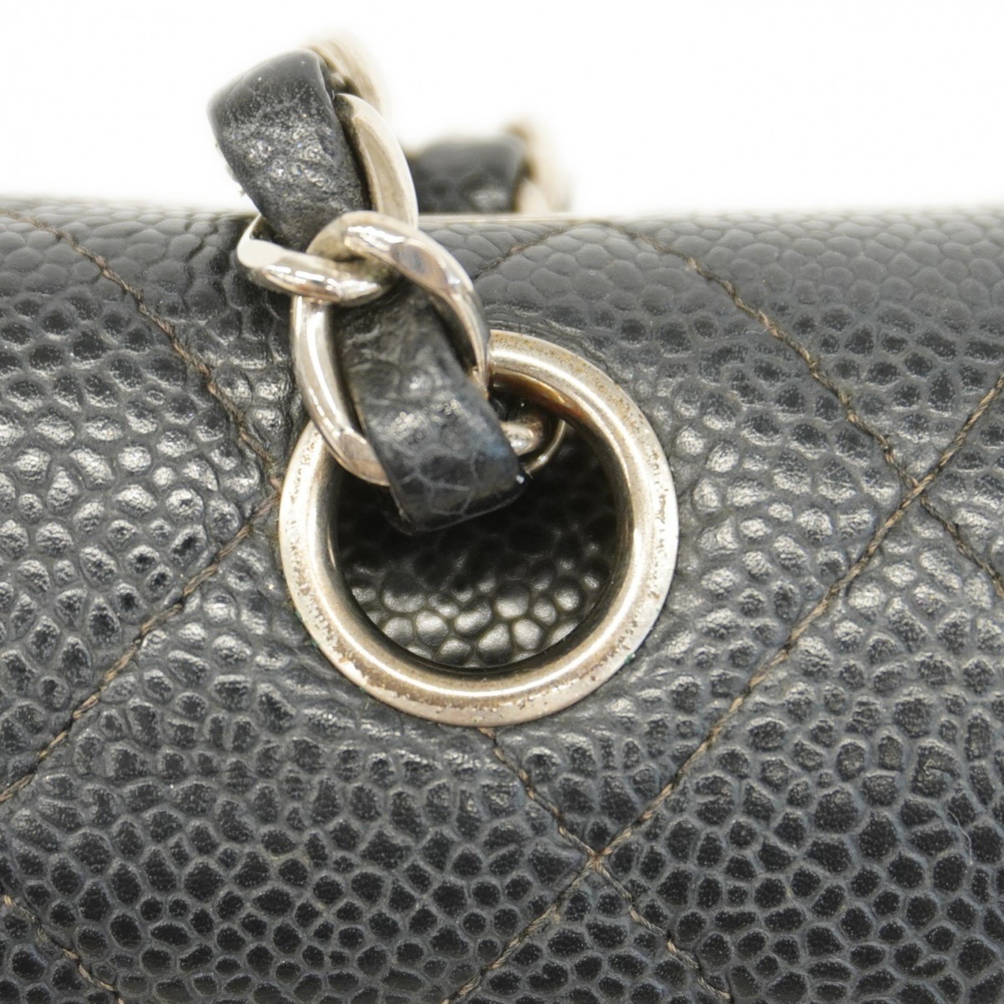 Chanel Shoulder Bag Matelasse Caviar Skin Black Ladies