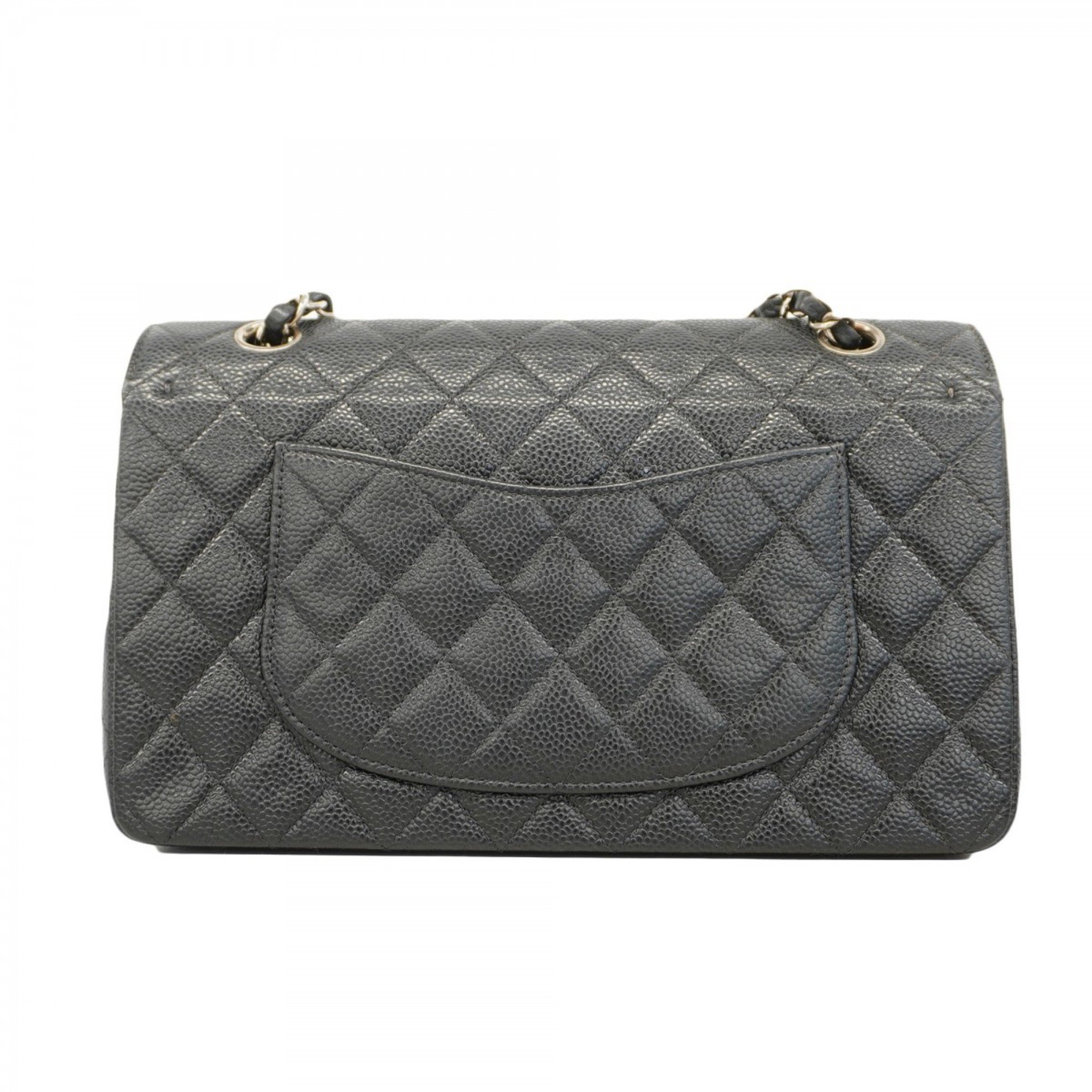 Chanel Shoulder Bag Matelasse Caviar Skin Black Ladies