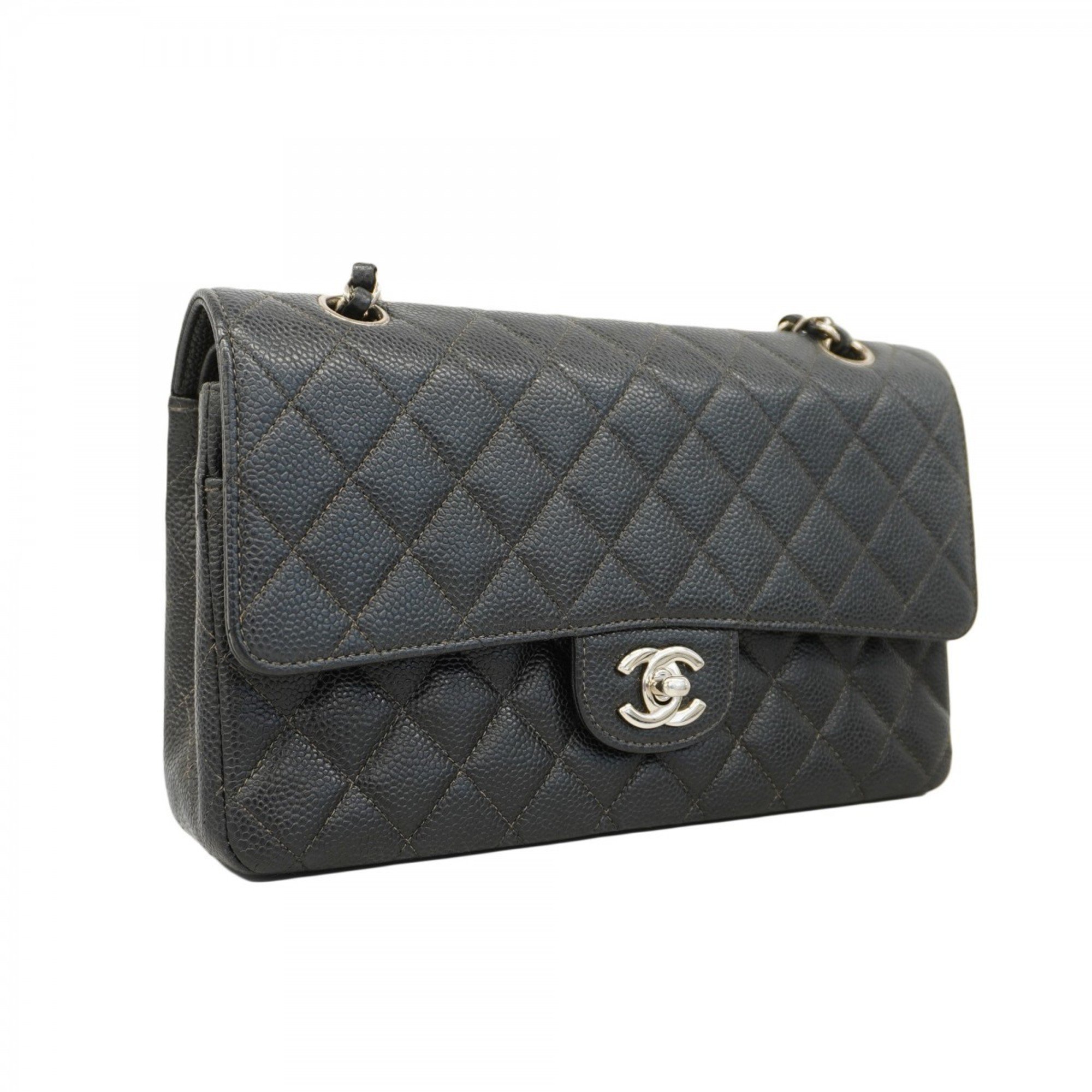 Chanel Shoulder Bag Matelasse Caviar Skin Black Ladies