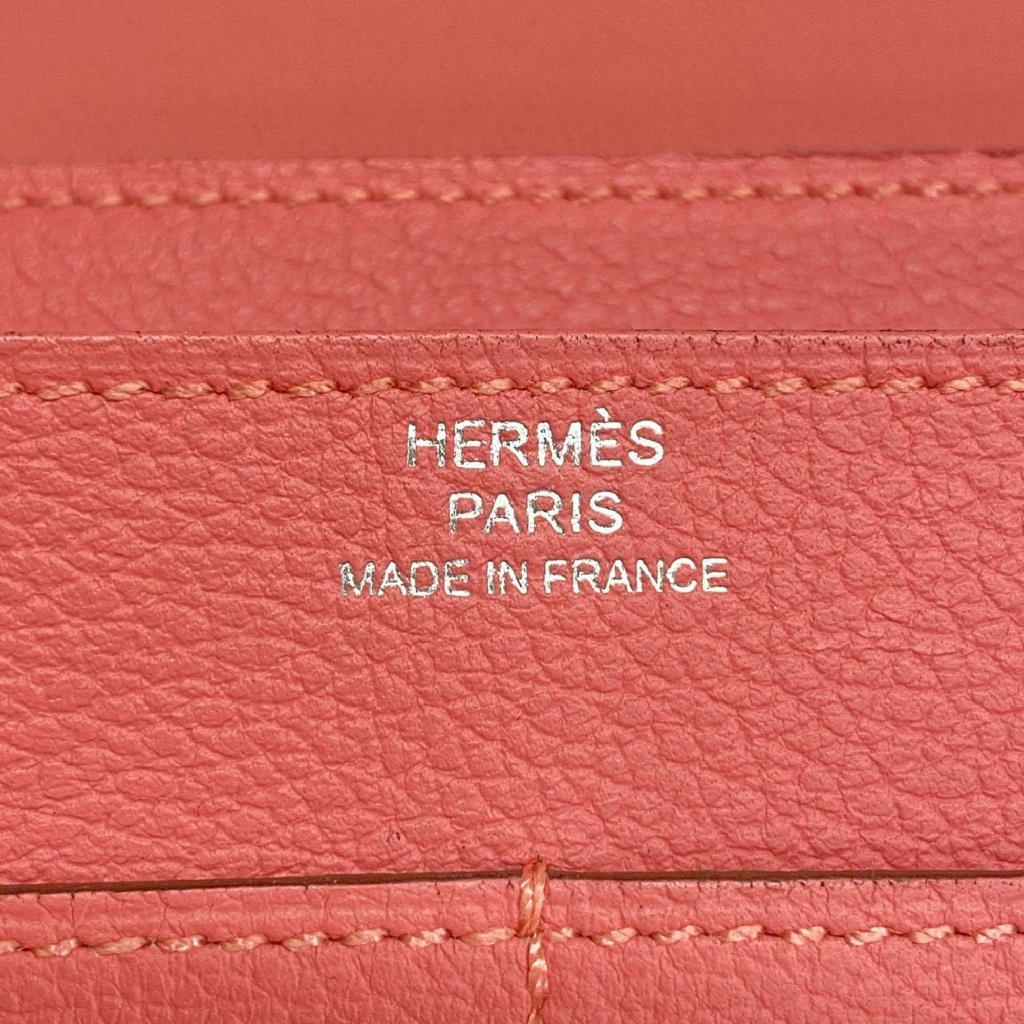 Hermes Long Wallet Togon GM Evercolor Rose Azalee D Engraved Ladies