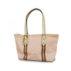 Gucci Tote Bag GG Canvas 137396 White Pink Champagne Women's