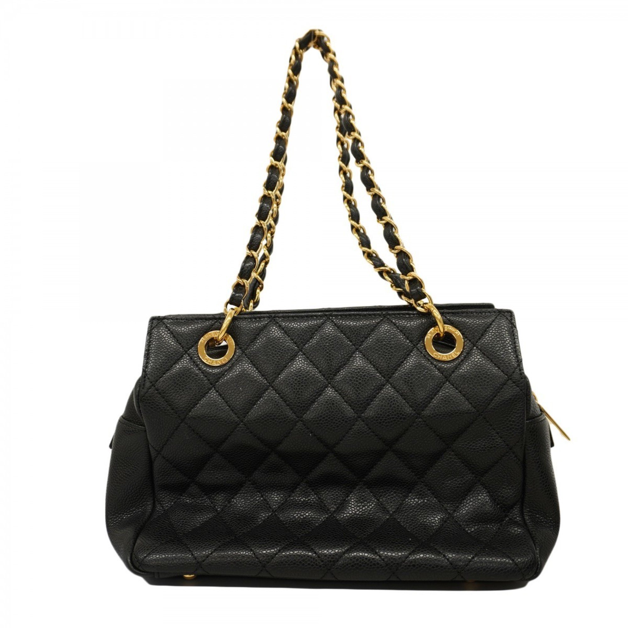 Chanel Shoulder Bag Matelasse Caviar Skin Black Women's