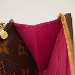 Louis Vuitton Long Wallet Monogram Portefeuille Clemence M64201 Brown Hot Pink Ladies