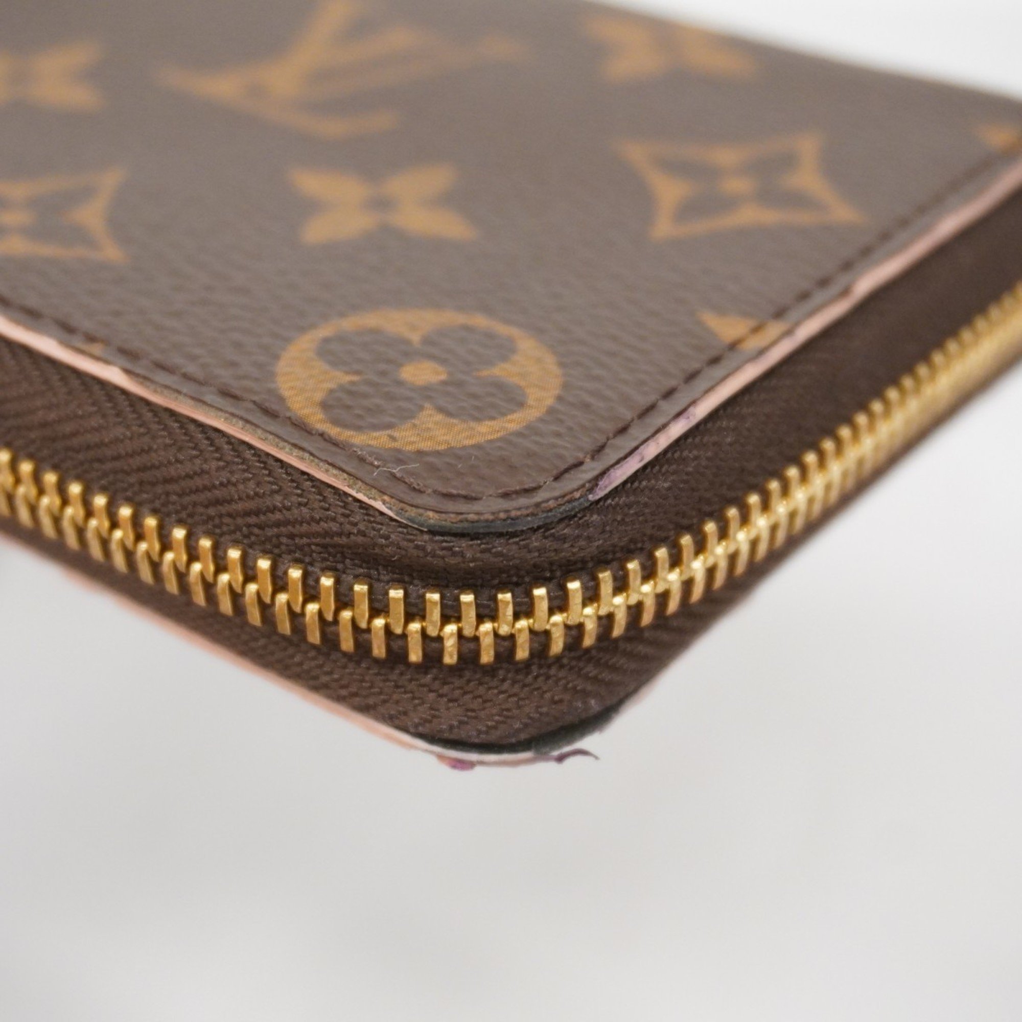 Louis Vuitton Long Wallet Monogram Portefeuille Clemence M64201 Brown Hot Pink Ladies