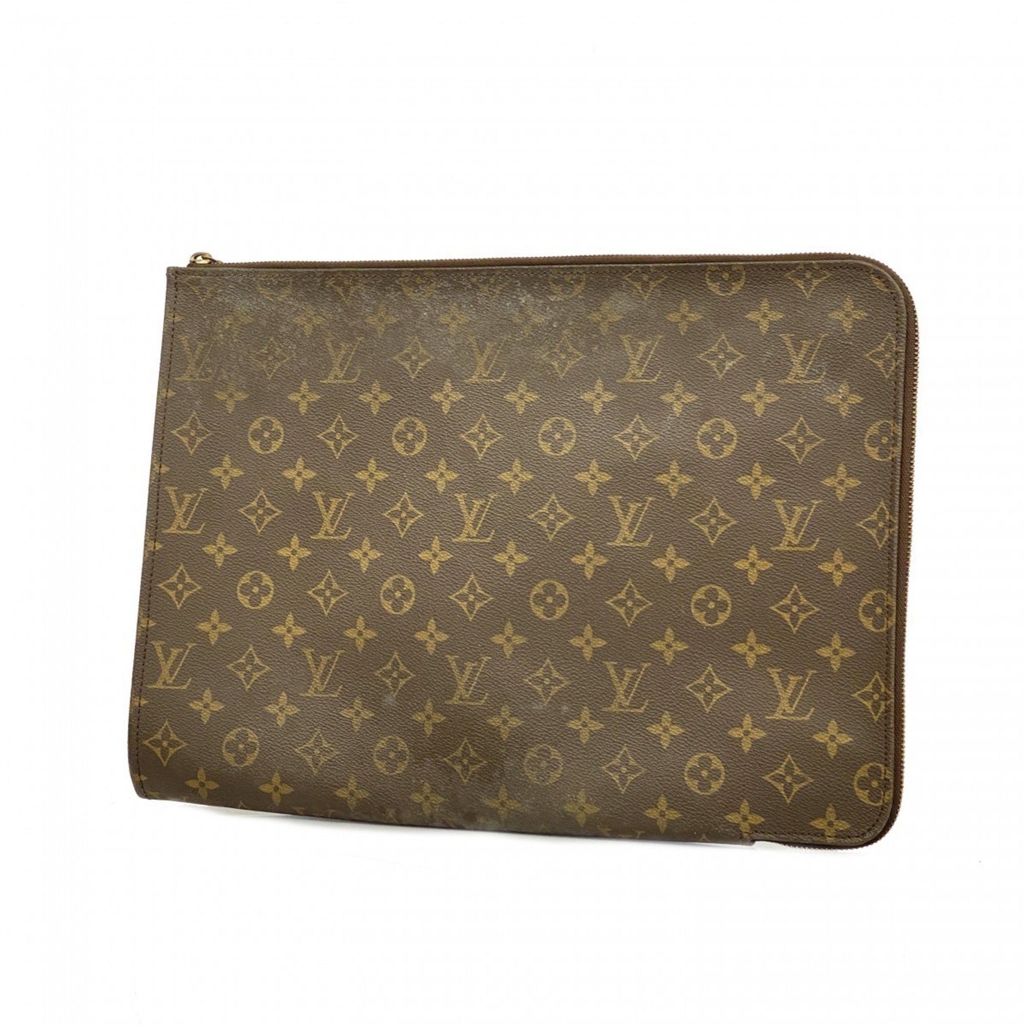 Louis Vuitton Clutch Bag Monogram Poche Document M53456 Brown Men's Women's