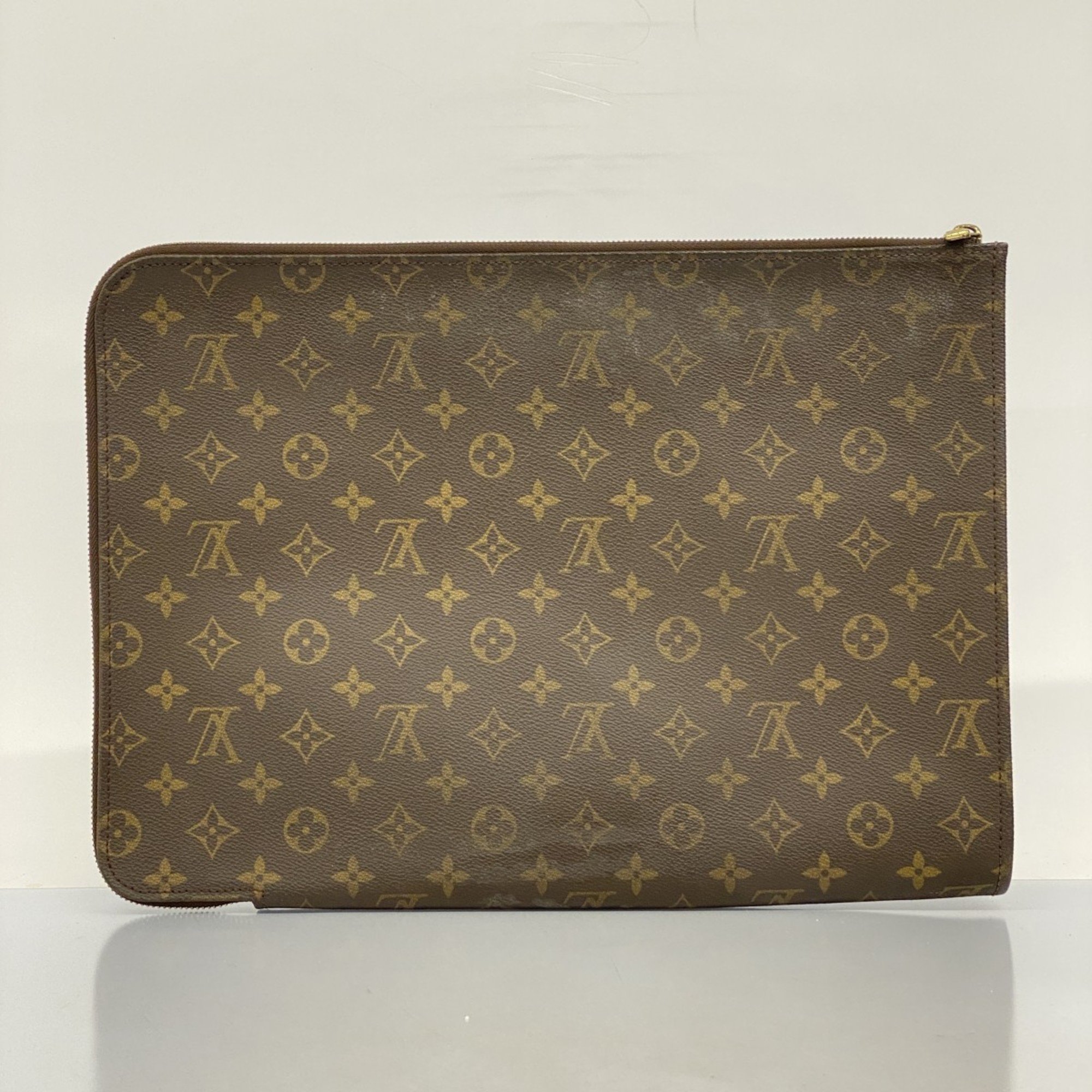 Louis Vuitton Clutch Bag Monogram Poche Document M53456 Brown Men's Women's