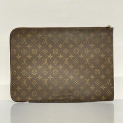 Louis Vuitton Clutch Bag Monogram Poche Document M53456 Brown Men's Women's