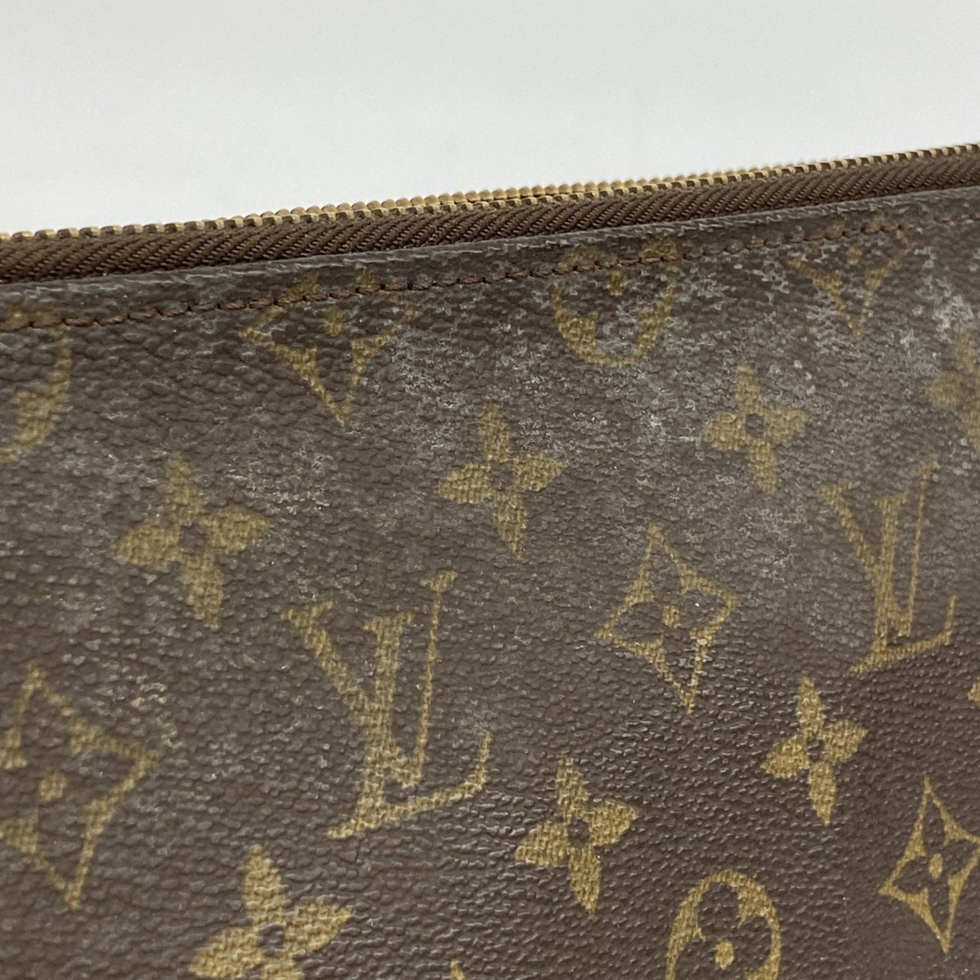 Louis Vuitton Clutch Bag Monogram Poche Document M53456 Brown Men's Women's