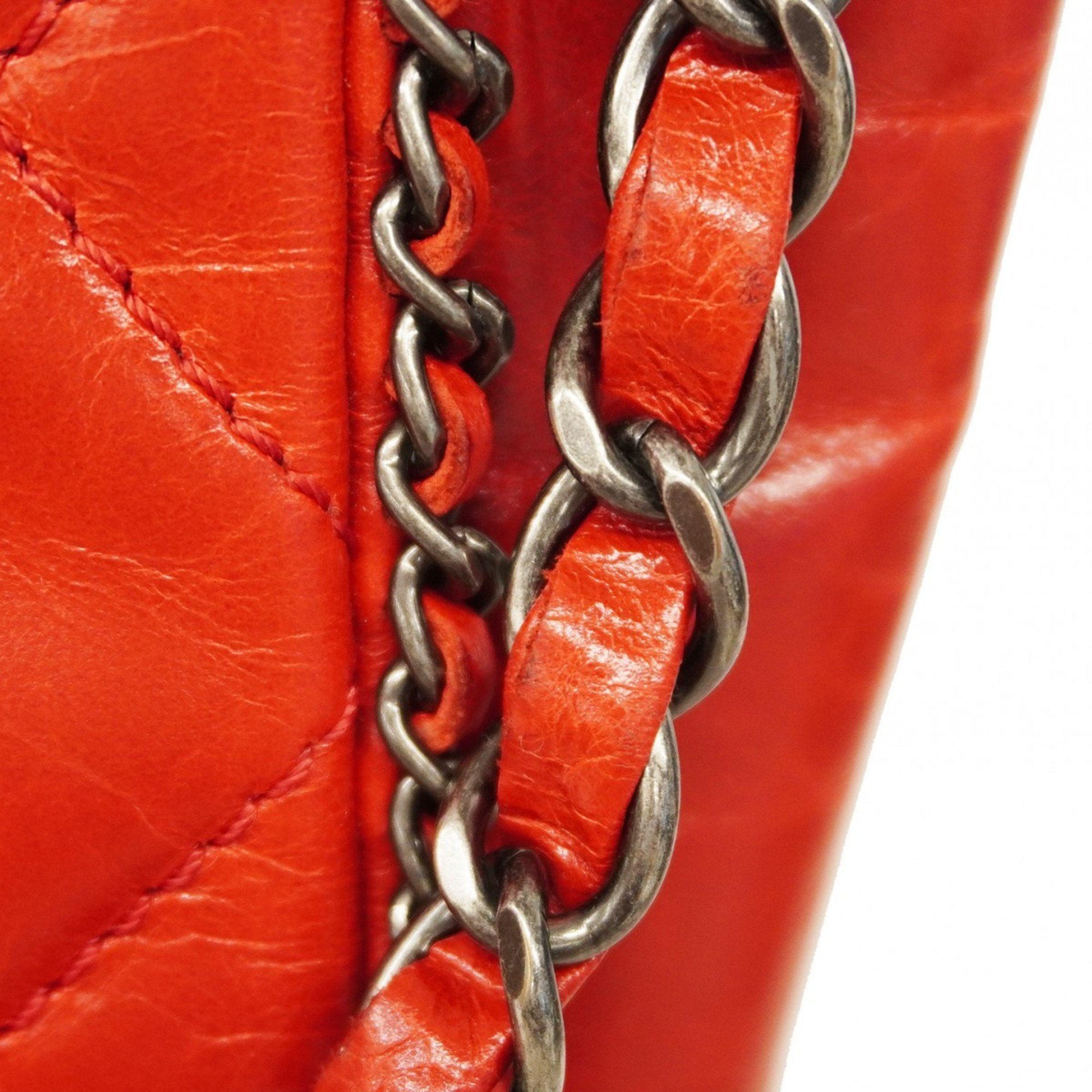 Chanel Shoulder Bag Matelasse Leather Red Women's