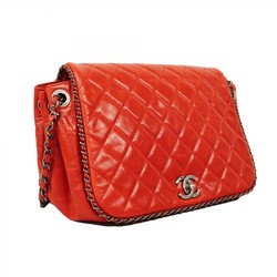 Chanel Shoulder Bag Matelasse Leather Red Women's