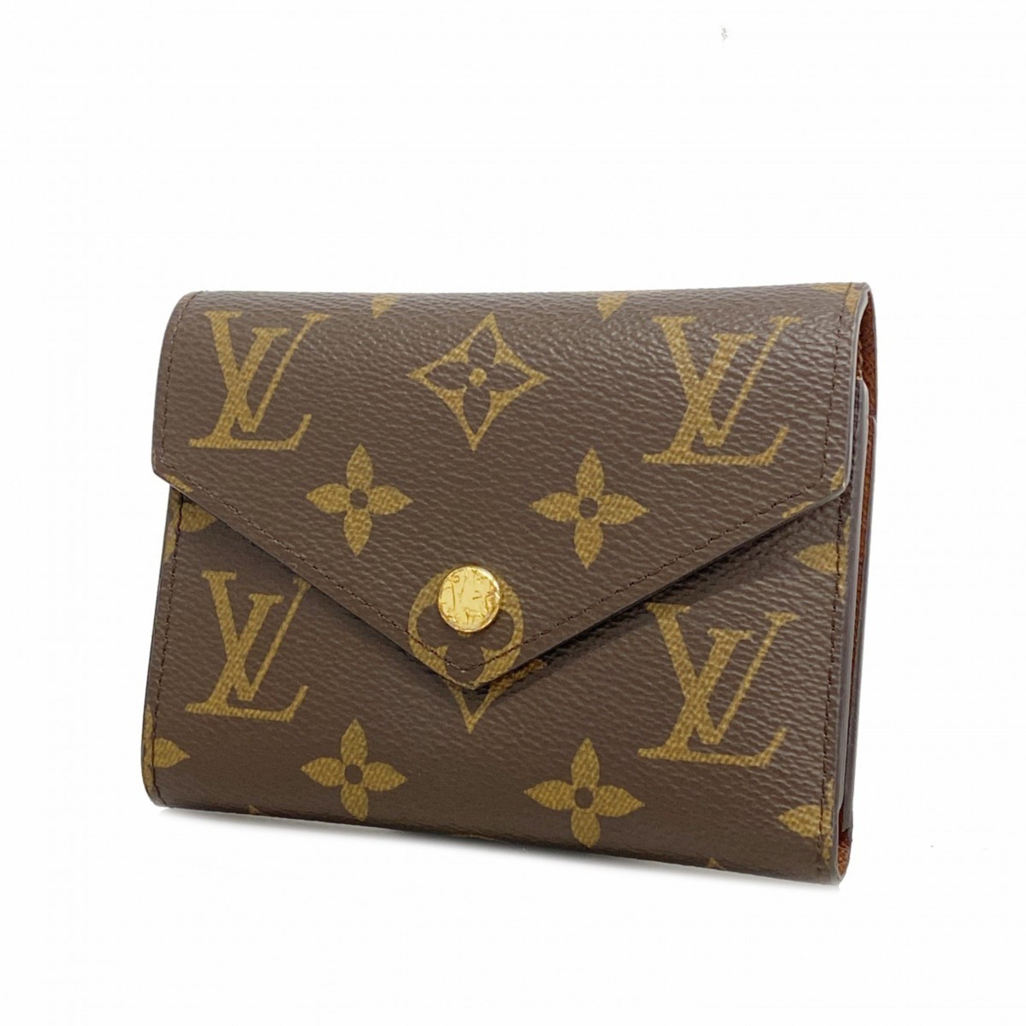 Louis Vuitton Tri-fold Wallet Monogram Portefeuille Victorine M62472 Brown Women's