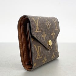 Louis Vuitton Tri-fold Wallet Monogram Portefeuille Victorine M62472 Brown Women's