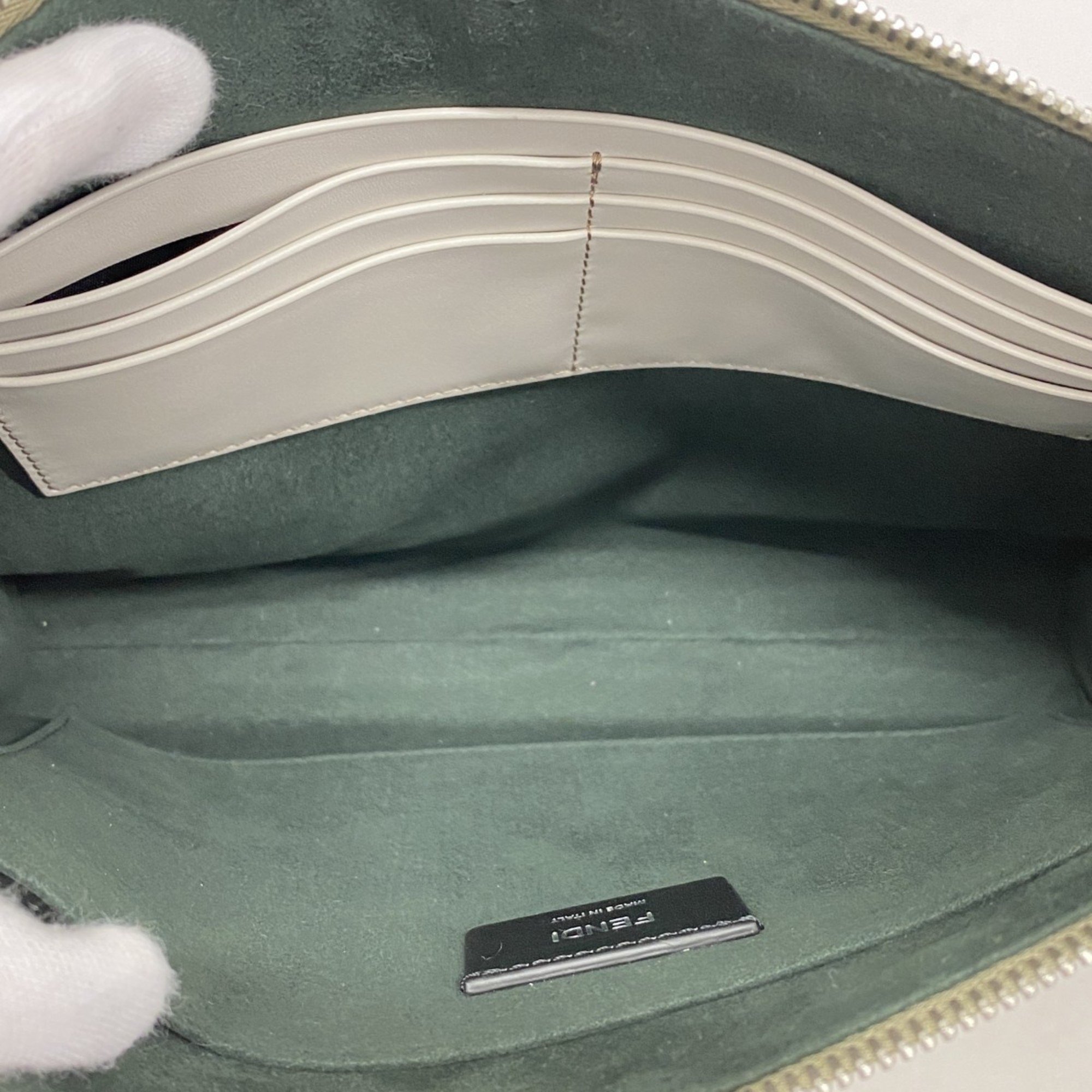 Fendi clutch bag leather grey ladies