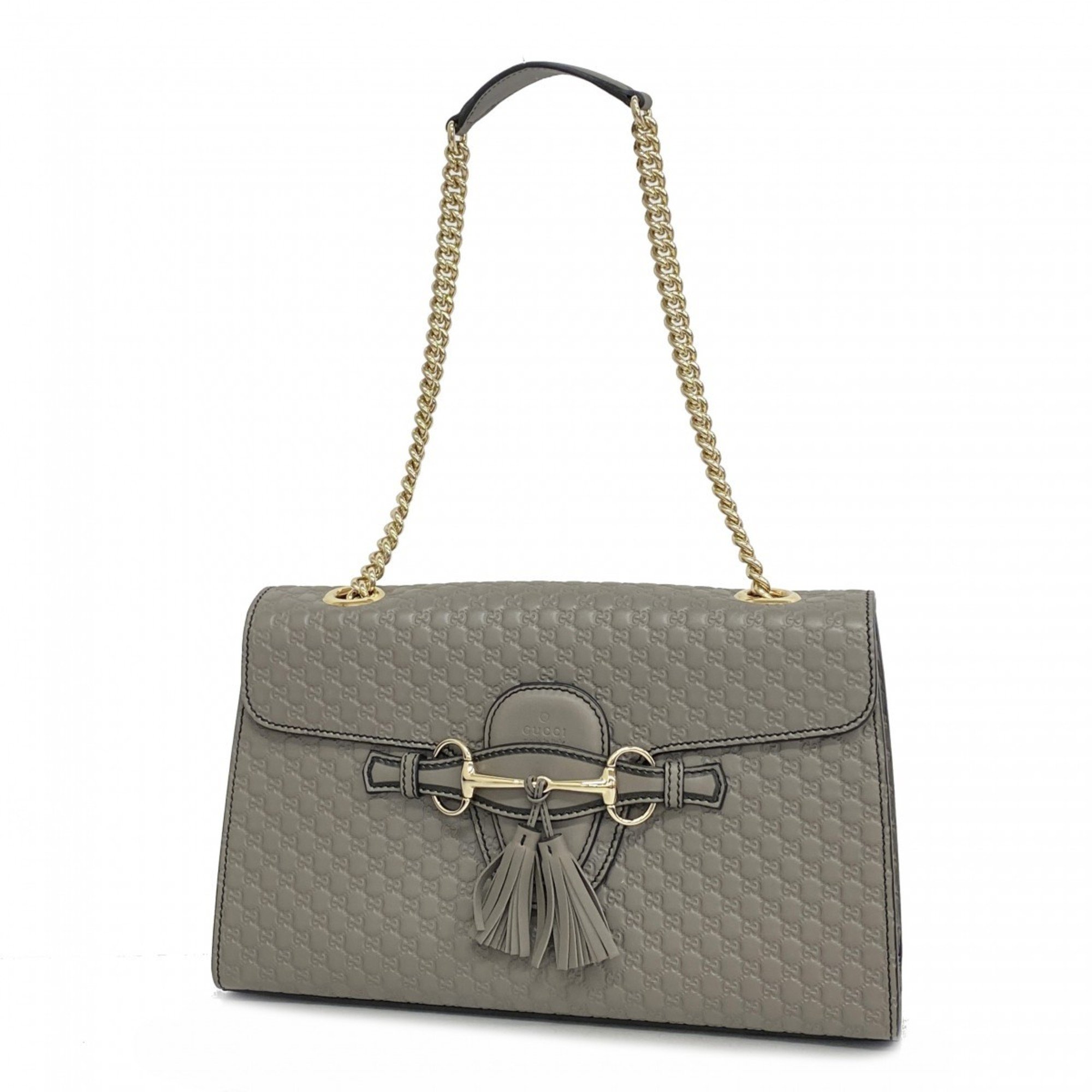 Gucci Shoulder Bag Horsebit Micro Guccissima 449635 Leather Greige Champagne Women's