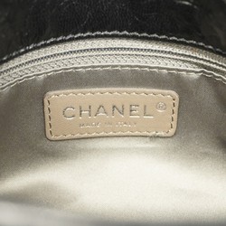 Chanel Shoulder Bag Leather Tweed Black Women's